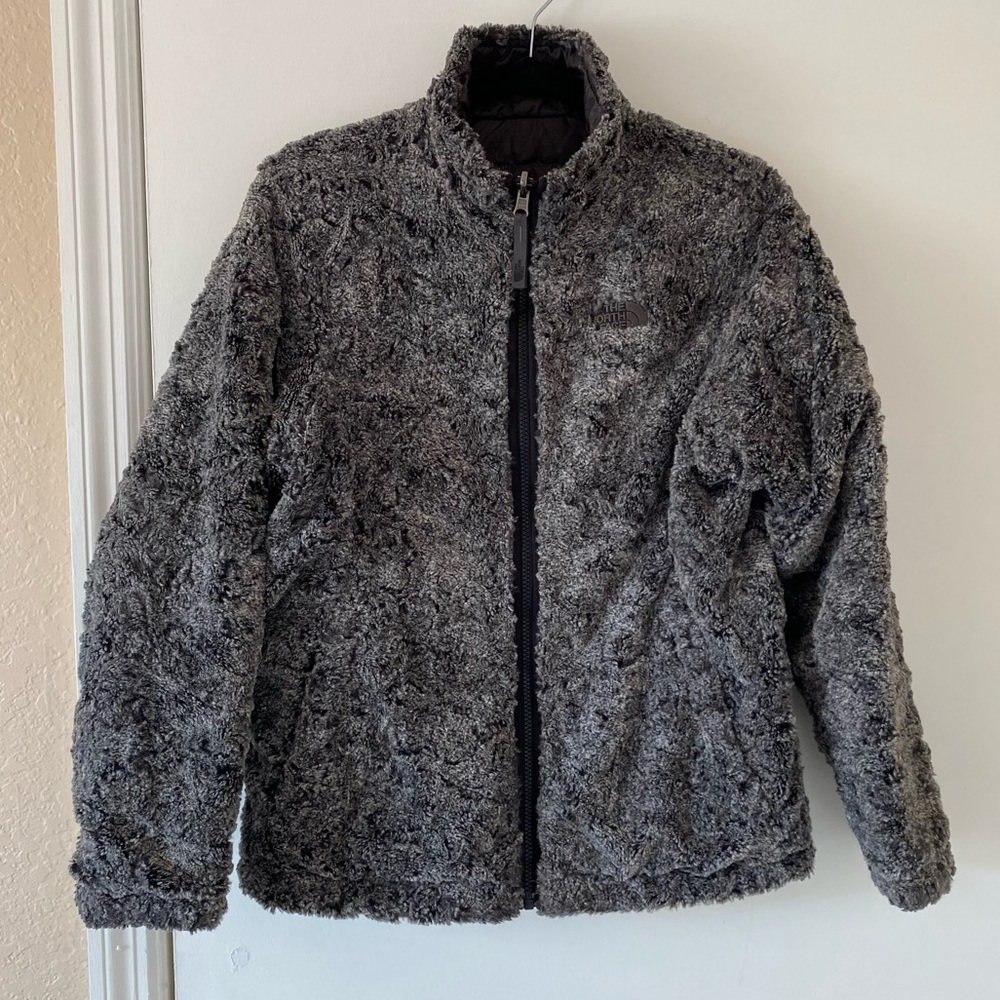 The North Face Girls Gray Full Zip Reversible Jacket Girl Size XL